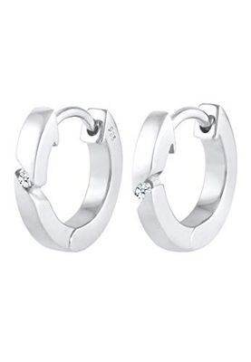 Elli DIAMONDS Ohrringe Damen Creolen Basic mit Diamant (0,03 ct.) in 925 Sterling Silber, Tamanho único, Prata esterlina, Diamante