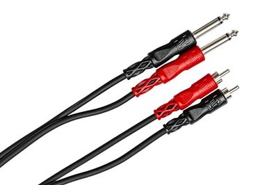 Hosa CPR-202, standaard audiokabel, dual 1/4 inch TS naar Dual RCA, 2 m lengte