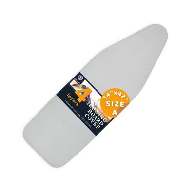 SAVUK Ironing Board Covers and Pad with Medium Size, Adjustable Elastic Edge Fit, Heat Reflective, Fits Board 115 x 40, 115 x 35 or 110 x 35 Cover Measurement 45x125 cm/18"x49" Grey M