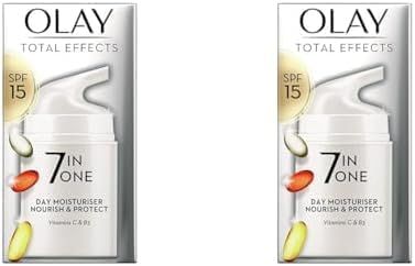 Olay Total Effects 7-In-1 Anti-Ageing Moisturiser With Spf15, Niacinamide, Vitamin C And E, 50 Ml (Pack of 2)