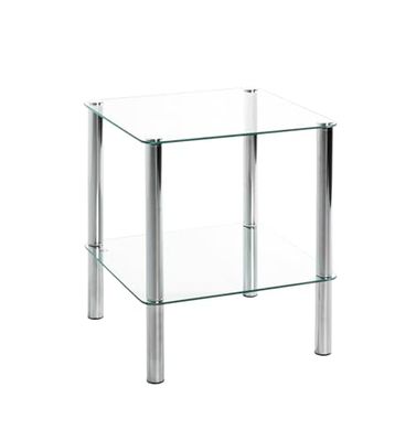 HAKU Möbel Mesa lateral cromada, metal, vidro de segurança - Dim. : AN 39 cm x L 47 cm x P 39 cm, estilo: Moderno
