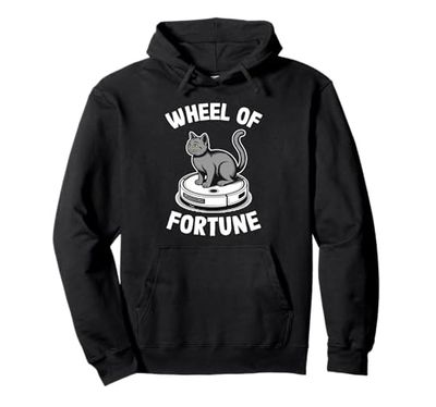 Wheel Of Fortune Cat On Robot Vacuum Cleaner Cat Pullover Hoodie