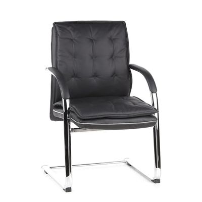 hjh OFFICE 600921 conferentiestoel VILLA V echt leer zwart bezoekersstoel stoel bekleed