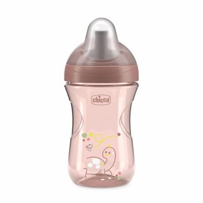 Chicco Advanced Cup, Tasse en plastique anti-goutte 266 ml avec paille, bec et valve ergonomiques, sans BPA, 12 M+, rose