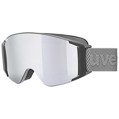 Uvex G,Gl 3000 To - Masque de Ski pour Hommes et Femmes - Champ de Vision Élargi et Anti-Buée - avec Verre Interchangeable - Rhino/Silver-Clear - One Size