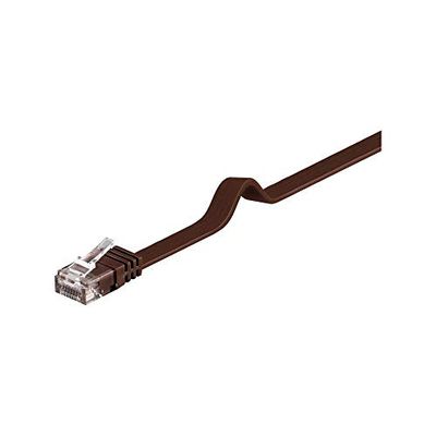 Goobay 95891 CAT 6 Câble de Liaison Plat, U/UTP, Marron Foncé, 10 m Longueur