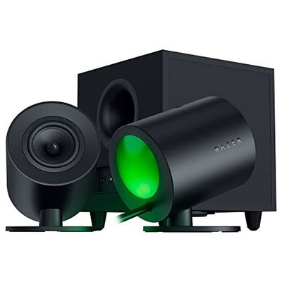 Razer Nommo V2 - Enceintes Gaming 2.1 Large Bande pour PC avec Caisson de Basses Filaire (Haut-Parleurs Large Bande de 3 Pouces avec Bouchons de Phase en Aluminium, THX Spatial Audio) Noir