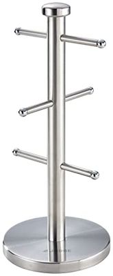 Horwood Homewares Judge Kitchen Mug Tree, Satin Stainless Steel, Neatly Holds Up to 6 Mugs