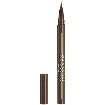 Maybelline New York, eyeliner liquido, impermeabile, resistente alle sbavature e a lunga durata, vegano, per tatuaggi, n. 882 Pitch Brown (marrone), 1 ml