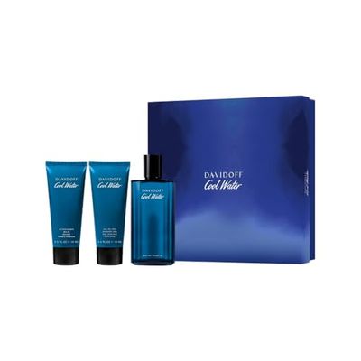 Cool Water by Davidoff for Men - 3 Pc Gift Set 4.2oz EDT Spray, 2.5oz Shower Gel, 2.5oz After Shave Balm