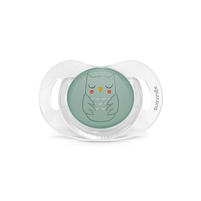 Suavinex, Bonhomia Fopspeen voor baby's, 0-6 maanden, Fysiologische speen van siliconen SX Pro, plat en flexibel, groen