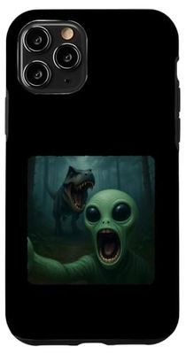 Alien Selfie T-Rex Dinosaur Chase Funny Humor Case for iPhone 11 Pro