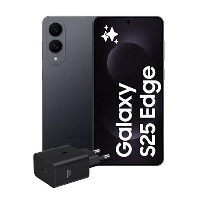 SAMSUNG Galaxy S25 Edge con caricatore EP-T4511NBEGEU, Smartphone AI con 3 anni di Garanzia del produttore, RAM 12GB, 256GB, Titanium Jetblack