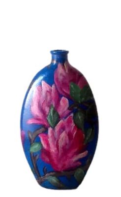 bottiglia magnolia dipinta a mano idea regalo