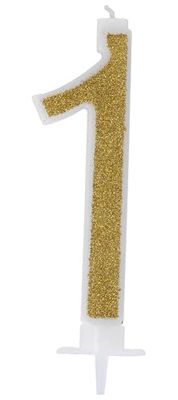 Bougie Numérale Glitter Or n°1