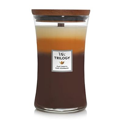 WoodWick Trilogy vela perfumada grande em forma de ampulheta com Pluswick Innovation, doces para café