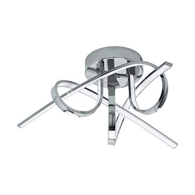 Eglo Selvina Led-plafondlamp, 3 lichtpunten, moderne woonkamerlamp, keukenlamp van aluminium en kunststof, chroom, wit, diameter 52 cm