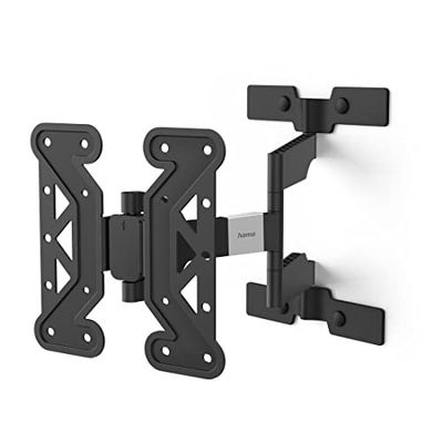 Hama TV-väggfäste vridbar, lutbar, smal (TV-väggfäste 19–48 tum, VESA 100 x 100 till VESA 200 x 200, upp till 25 kg, 3 leder, utdragbar hållare, med fiskarpluggar och borrschablon) svart