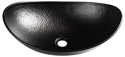 Monarch Abode 19186 Lavandino da bagno martellato a mano nero opaco a forma di nave portuale (48,3 cm)