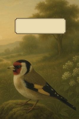Notizbuch Vogel Stieglitz Distelfink – Vogelbeobachtung – 150 Seiten DIN A5+ Punktraster: Elegantes Vintage Tagebuch – Stil: Skizzenbuch Kupferstich coloriert Natur