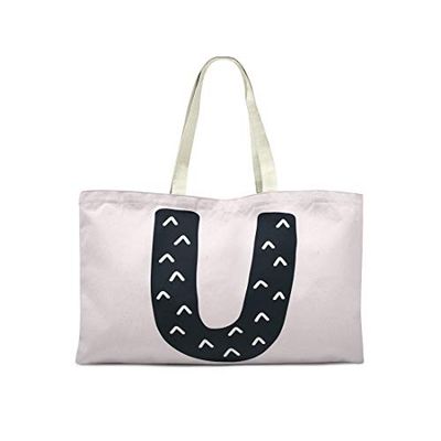 Bonamaison Printed Tote Bag, Reusable Grocery Bag, Shopping Bag, Machine Washable, Foldable, Canvas Cloth Bag with Handles, 50x40 Cm