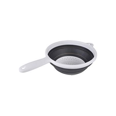 Homéa, Intrekbare zeef met kunststof handgreep, Ø 23 x h. 3-9 cm, wit/antraciet