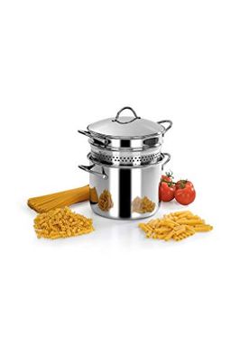 Barazzoni Spa, Spaghettiere Con Fondo ø22cm, Capacità 6lt, Acciaio Inox 18/10, Made in Italy