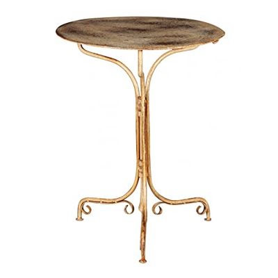 Biscottini Table Ronde de Jardin en Fer forgé | Table d'extérieur 60,5x60,5x77,5 | Meubles de Jardin durables de Finition Robuste et Durable