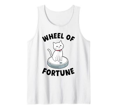 Wheel of Fortune Cat On Robot Vacuum Cleaner Cat Tank Top