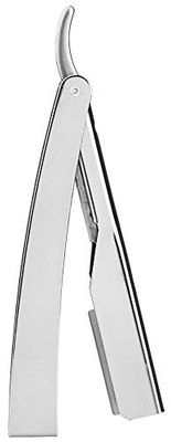 Fripac - Rasoio in acciaio argentato, pieghevole, per una rasatura accurata della barba, contorni o per la rasatura del collo, 640 g