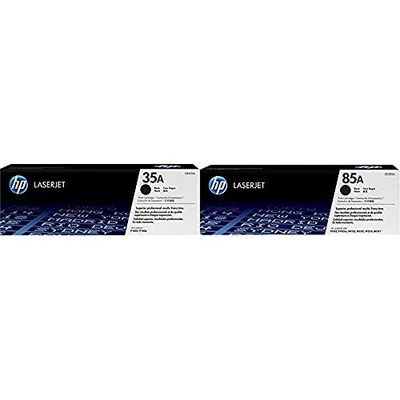 HP 35A CB435A Pack de 1, Toner d'origine, imprimantes Laserjet, Noir & 85A CE285A Toner Authentique, imprimantes Laserjet Pro, Noir