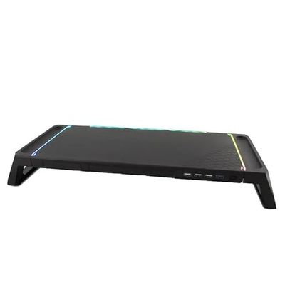 Glowster Support pour Moniteur avec hub, Support Ergonomique réglable, Ports USB intégrés, idéal pour Les Joueurs et améliorer l'espace de Travail.