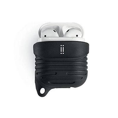 aiino - DropCase Custodia in silicone per AirPods 1 e 2, Custodia antigraffio, antiurto, anticaduta, resistente agli spruzzi e agli strisci - Nero