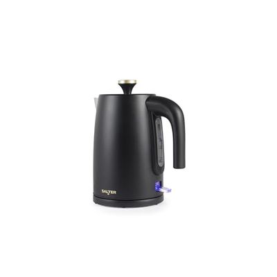 Salter Alchemy 1.7L Electric Kettle - 3kW Rapid Boil, Water Level Indicator, Flip-Top Lid, BPA-Free, Boil Dry Sensor, Removable Limescale Filter, 360° Swivel Base, Strix Controller, Black/Gold