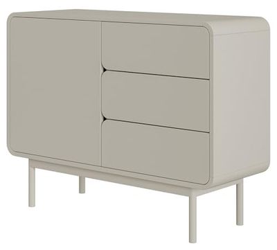 Selsey Commode À 3 Tiroirs 1 Porte sur Pieds Meuble De Rangement Push to Open 104 cm Beige Gris Oro