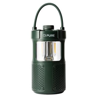 Pure Woodland Glow Altoparlante Esterno con Lampada a LED (Bluetooth 5.3, suono a 360°, IPX6, portatile, batteria da 14 ore - perfetto per giardino e campeggio) Verde