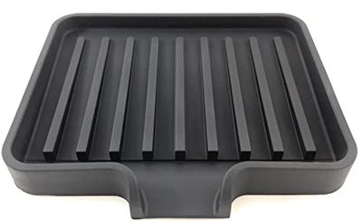 Happitasa Lot de 2 Porte-Savon en Silicone et Porte-éponge avec goulotte d'évacuation (Noir, 13,2 x 10,2 cm)