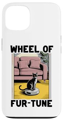 Wheel Of Fur-Tune Cat On Robot Vacuum Cleaner Cat Case for iPhone 13