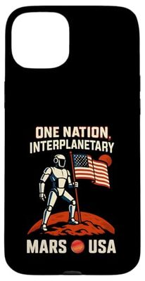 Marte USA Robot Flag Interplanetary Space Mission STEM Custodia per iPhone 15 Plus