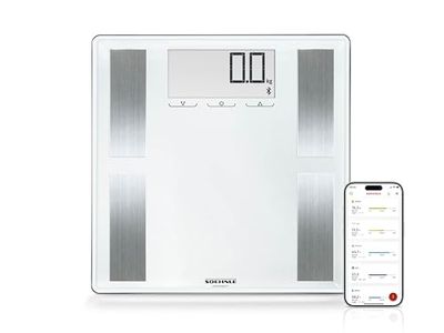 Soehnle Shape Sense Connect 100 personenweegschaal met Bluetooth plus app, weegschaal voor BIA-premium lichaamsanalyse, lichaamsvetweegschaal met groot lcd-display