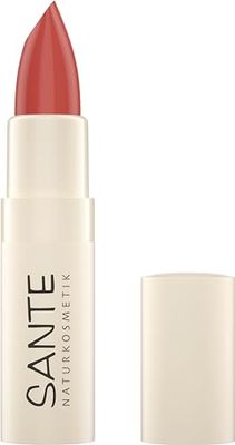 SANTE Naturkosmetik Moisture Lipstick 03 Rose Nude, Nourishing Lipstick with Hyaluron, Plump Effect and Sepilift, Lip Care for Smooth Lips in Soft Cool Red Colour, 4.5 g