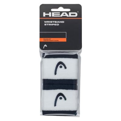 HEAD Uniseks Polsband voor volwassenen, gestreept 2,5, marine/wit, 6,3 cm