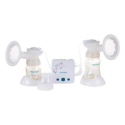 Mamajoo Extractor de leche eléctrico doble portátil con accesorio para beber, juego de bomba de lactancia con USB, extractor de leche para el día a día, botella de succión para bebés, bomba de pecho