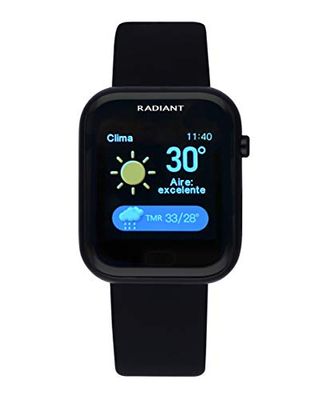 Radiant Manhattan collectie: smartwatch, smartwatch met hartslagmeter, bloeddrukmeter, slaapmonitor en digitale activiteitstracker voor dames en heren, compatibel met Android iOS, Zwart, Strepen