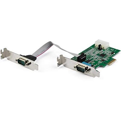 StarTech.com Scheda Adattatore Seriale PCI Express RS232 a 2 Porte, Scheda Controller Host Seriale PCIe RS232 / DB9, 16950 UART, Scheda di Espansione a Basso Profilo, Windows e Linux (PEX2S953LP)