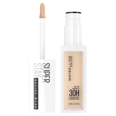 Maybelline New York Correttore Liquido SuperStay 30H Active Wear, Finish Matte e Naturale ad Alta Coprenza, Corregge le Imperfezioni Senza Seccare, 15 Light, 10 ml