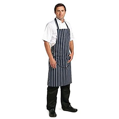 Whites Chefs Clothing A530 Whites Slagers Schort, Navy Stripe
