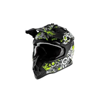 O'NEAL | Casque de Motocross | Enfants | MX Enduro | Norme de sécurité ECE 22.05, aérations pour Une Ventilation et Un Refroidissement optimaux | Casque 2SRS Attack Youth | Noir Néon Jaune | Taille M