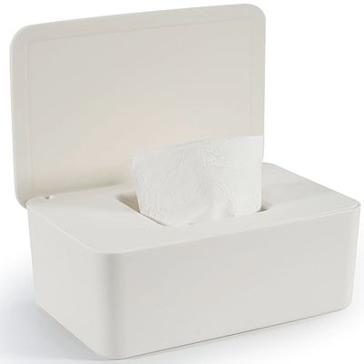 Doos voor vochtige doekjes met deksel, doos voor vochtig toiletpapier, babyvochtige doekjesbox, wit, vochtige toiletpapierdoos, vochtige papieren doos voor buiten, thuis en kantoor