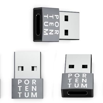 PORTENTUM 3 Unidades de Adaptador USB C Hembra a USB A Macho 2.0 Velocidad 480 MB Cuerpo Premium Zinc con Alta Resistencia al Calor - Adaptador USB a Tipo c de Solo 4 Gramos